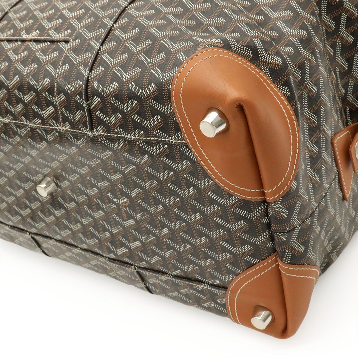 Goyard Boston Bag Herringbone Pattern Black Brown Silver — view 3
