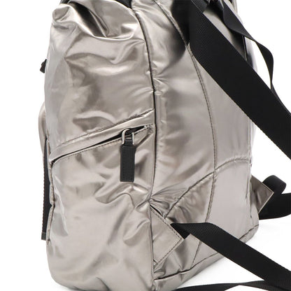 Prada Triangle Logo Backpack Shoulder Bag Nylon Metallic Silver — view 7