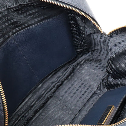 Prada Saffiano Mini Boston Bag 2-Way Crossbody Leather Navy Gold — view 8