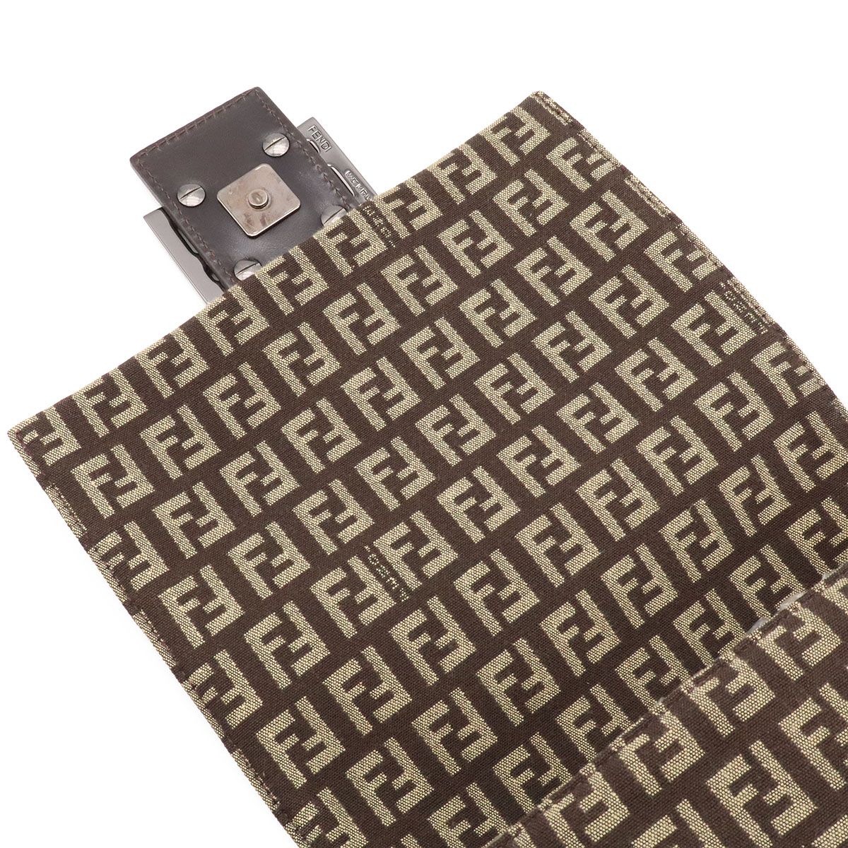 Fendi Zucchino Pattern Shoulder Bag Pochette Crossbody Canvas Leather Brown — view 8