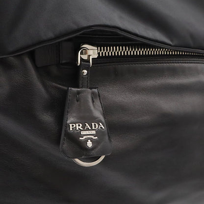 Prada Reversible Tote 2-Way Shoulder Bag Nylon Leather Nero Black Silver — view 8