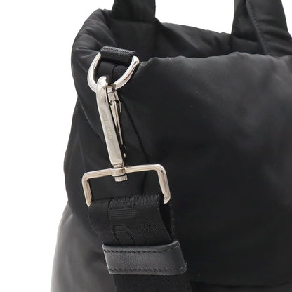 Prada Reversible Tote 2-Way Shoulder Bag Nylon Leather Nero Black Silver — view 5