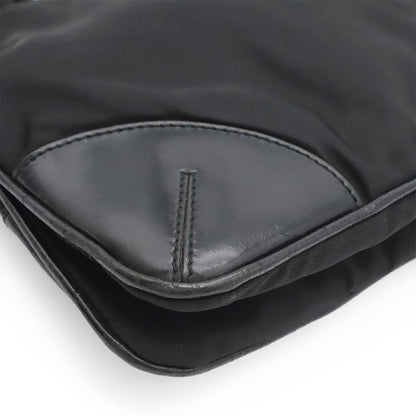Prada Triangle Logo Tessuto Light Shoulder Bag Nylon Nero Black Silver — view 3
