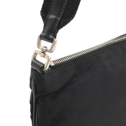 Prada Triangle Logo Tessuto Light Shoulder Bag Nylon Nero Black Silver — view 4