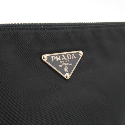 Prada Triangle Logo Tessuto Light Shoulder Bag Nylon Nero Black Silver — view 8