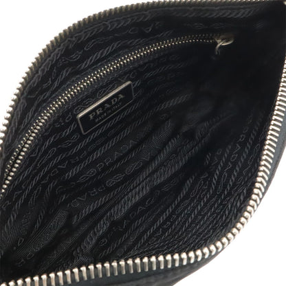 Prada Triangle Logo Tessuto Light Shoulder Bag Nylon Nero Black Silver — view 7
