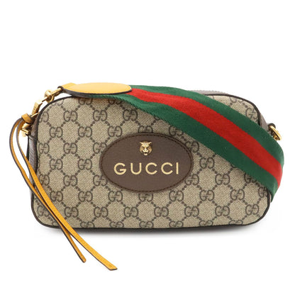 Gucci Neo Vintage GG Supreme Messenger Bag 2-Way Clutch Tiger Head Beige