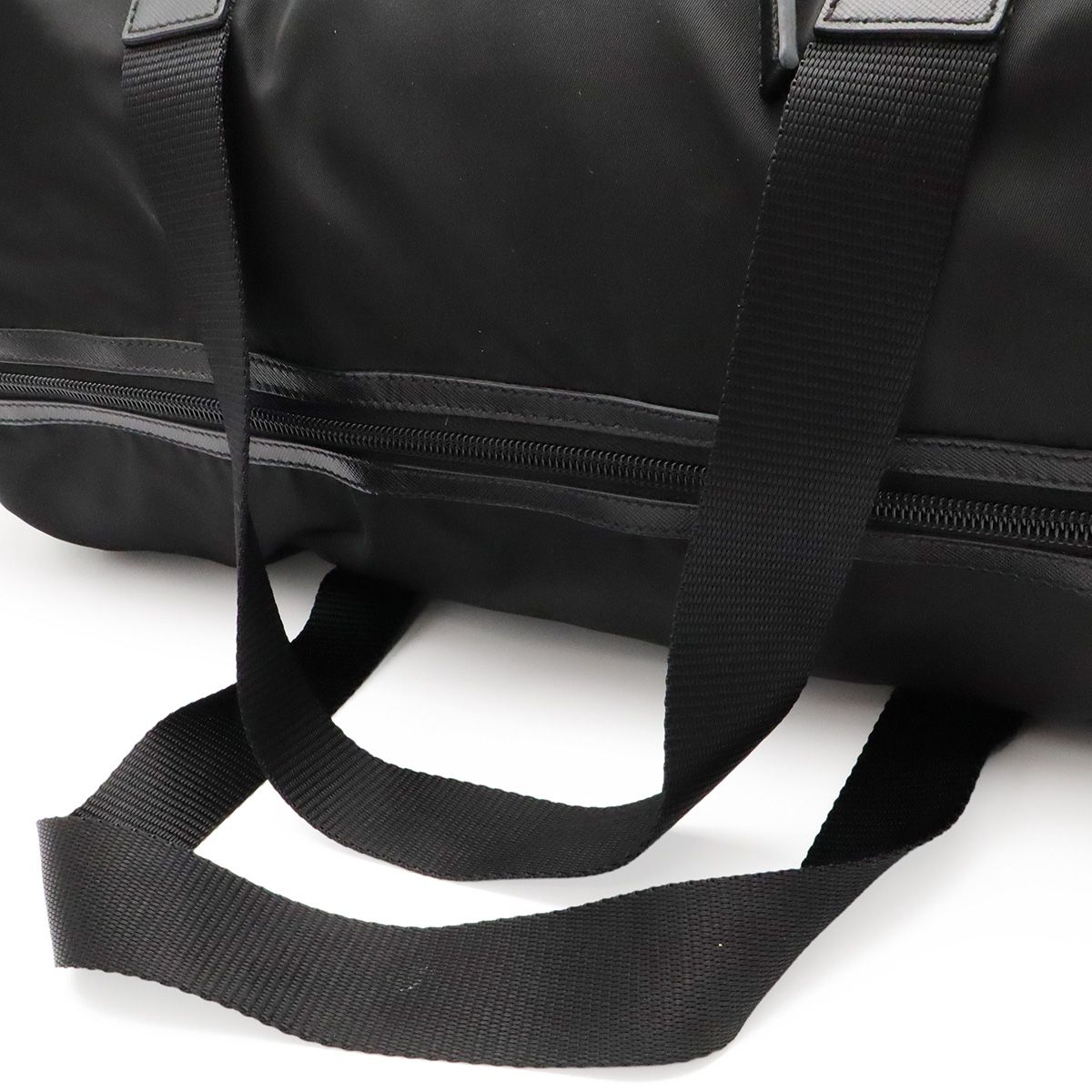 Prada Triangle Logo Tote Big Travel Bag Purse Nylon Leather Nero Black Silver — view 4