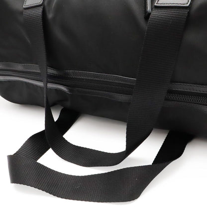 Prada Triangle Logo Tote Big Travel Bag Purse Nylon Leather Nero Black Silver — view 4