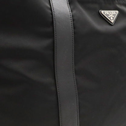 Prada Triangle Logo Tote Big Travel Bag Purse Nylon Leather Nero Black Silver — view 5