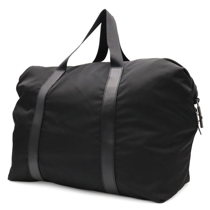 Prada Triangle Logo Tote Big Travel Bag Purse Nylon Leather Nero Black Silver — view 2