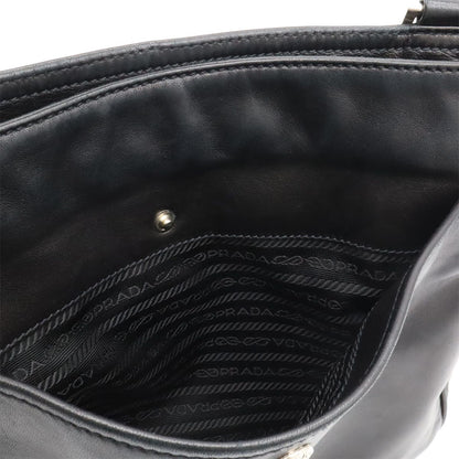 Prada Triangle Logo Shoulder Bag Cross Nappa Leather Nero Black Silver Overseas — view 8