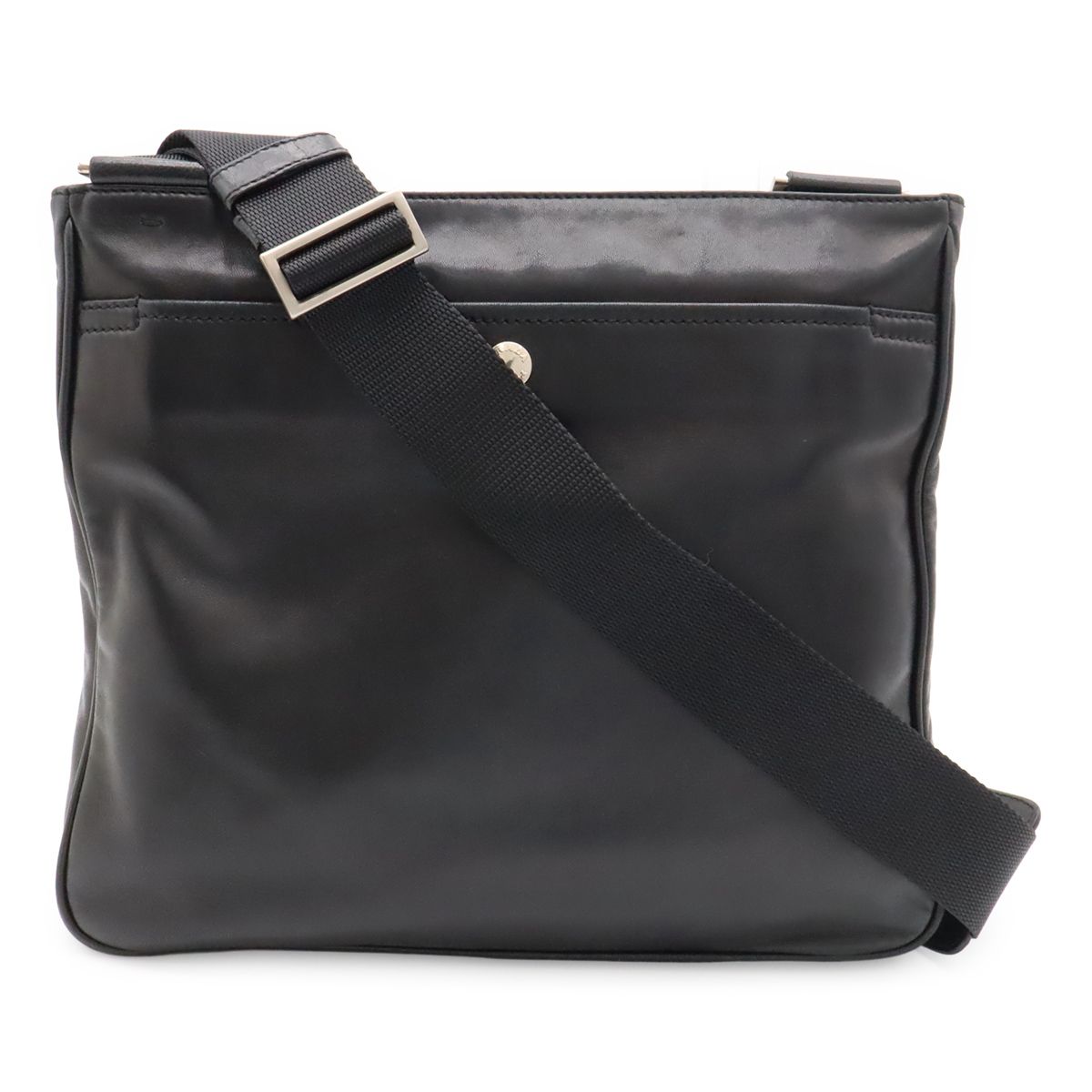 Prada Triangle Logo Shoulder Bag Cross Nappa Leather Nero Black Silver Overseas