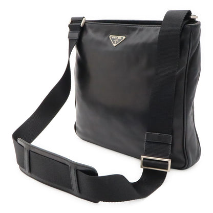 Prada Triangle Logo Shoulder Bag Cross Nappa Leather Nero Black Silver Overseas — view 2