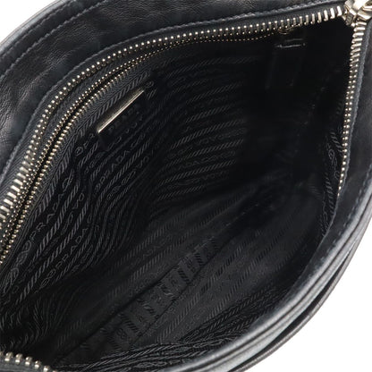 Prada Triangle Logo Shoulder Bag Cross Nappa Leather Nero Black Silver Overseas — view 6