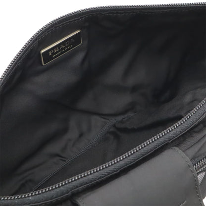 Prada Triangle Logo Waist Bag Pouch Hip Nylon Nero Black Silver — view 6