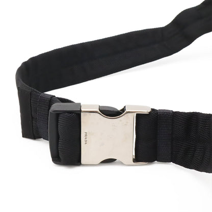 Prada Triangle Logo Waist Bag Pouch Hip Nylon Nero Black Silver — view 4