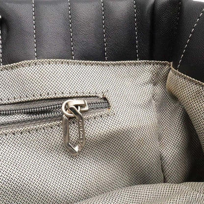 Chanel New Mademoiselle Tote Shoulder Bag Chain Leather Black Silver — view 8