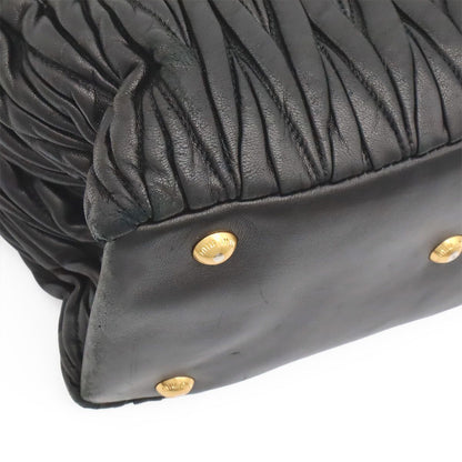 Miu Miu Matelasse Gathered Mini Bag 2-Way Leather Black Gold — view 3