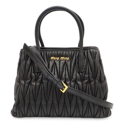 Miu Miu Matelasse Gathered Mini Bag 2-Way Leather Black Gold