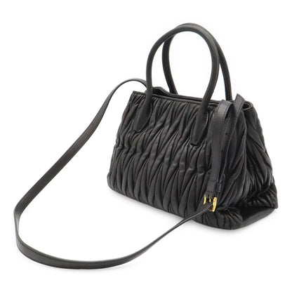 Miu Miu Matelasse Gathered Mini Bag 2-Way Leather Black Gold — view 2
