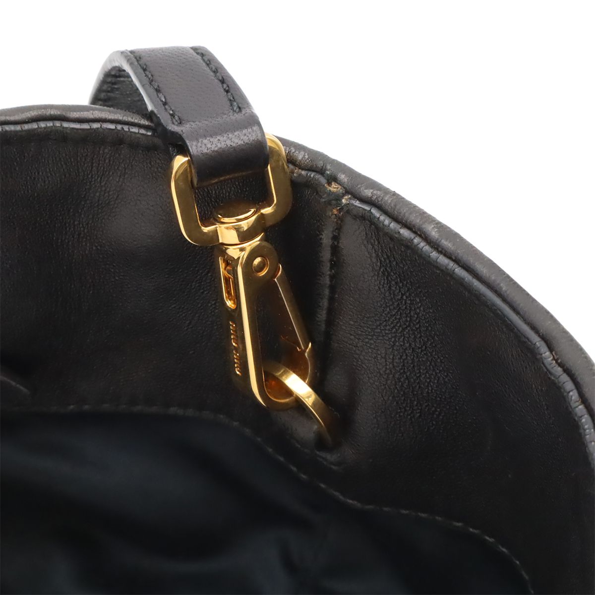 Miu Miu Matelasse Gathered Mini Bag 2-Way Leather Black Gold — view 6