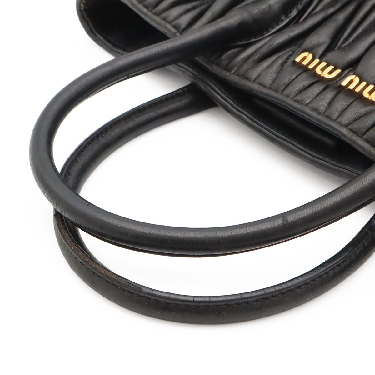 Miu Miu Matelasse Gathered Mini Bag 2-Way Leather Black Gold — view 4