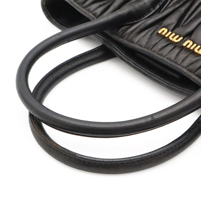 Miu Miu Matelasse Gathered Mini Bag 2-Way Leather Black Gold — view 4