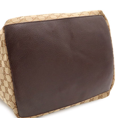 Gucci GG Canvas Sherry Line Tote Shoulder Bag Leather Beige Dark Brown — view 5