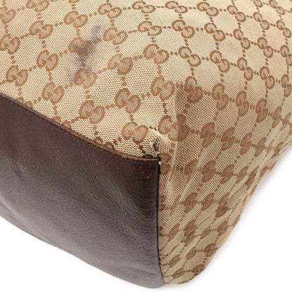 Gucci GG Canvas Sherry Line Tote Shoulder Bag Leather Beige Dark Brown — view 3