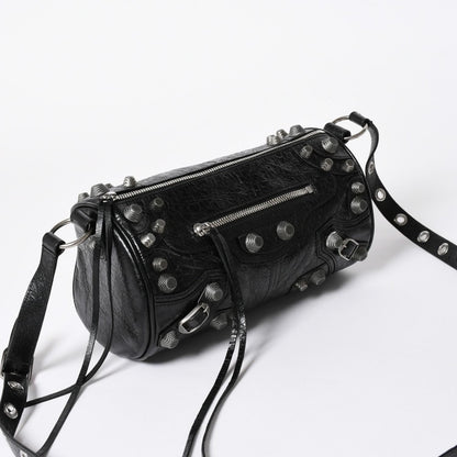 Balenciaga le Cagole Cylinder Shoulder Bag Leather Black Silver — view 3