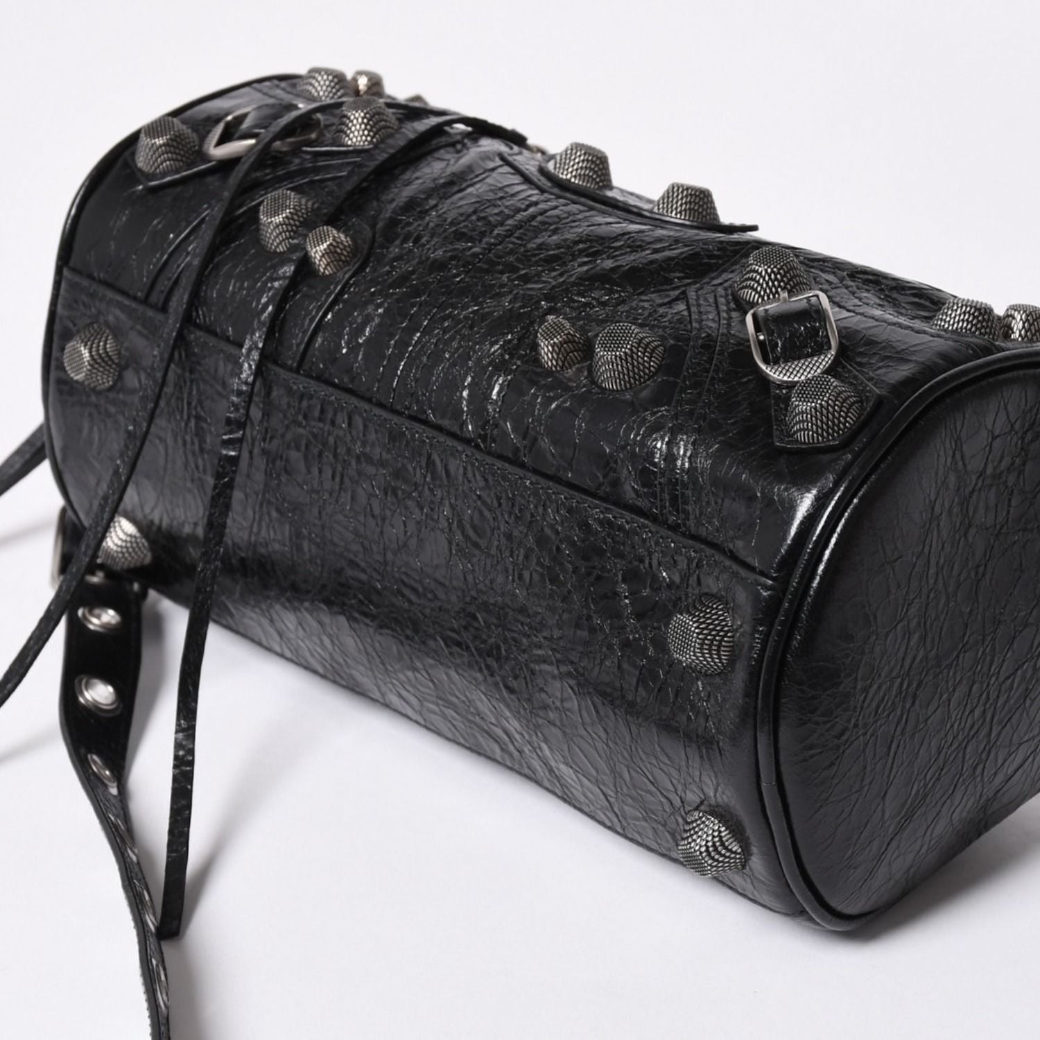 Balenciaga le Cagole Cylinder Shoulder Bag Leather Black Silver — view 7