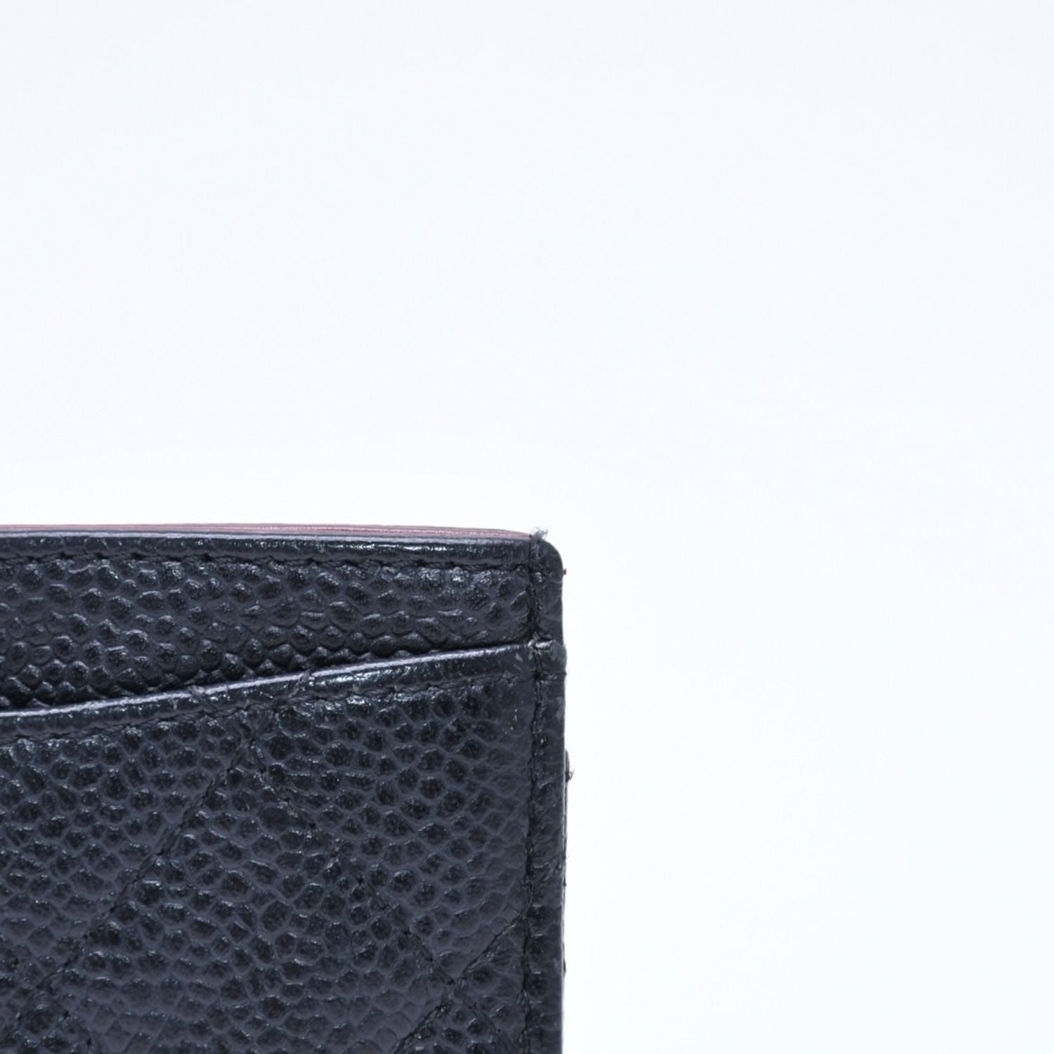 Chanel Classic Card Case CC Logo Caviar Leather Black Gold — view 4