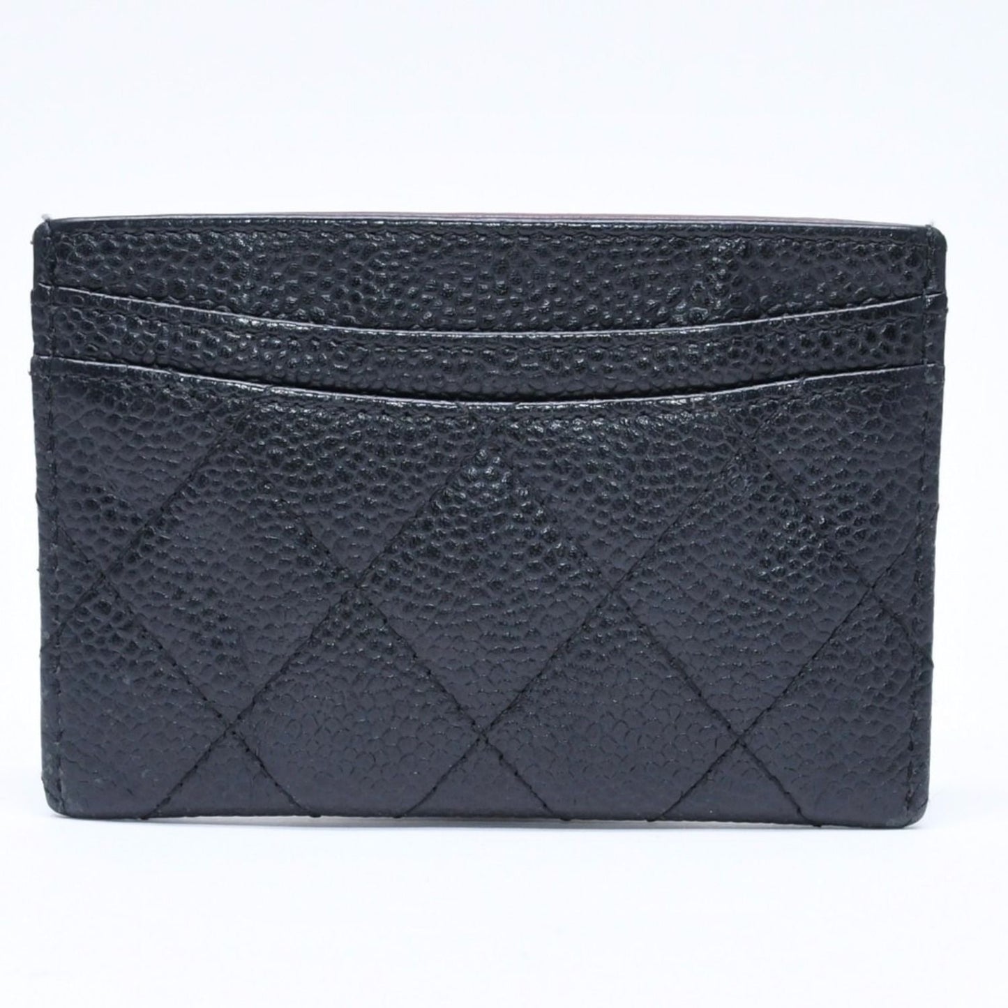 Chanel Classic Card Case CC Logo Caviar Leather Black Gold — view 3