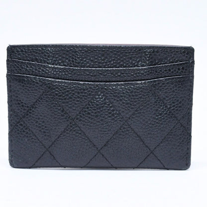 Chanel Classic Card Case CC Logo Caviar Leather Black Gold — view 3