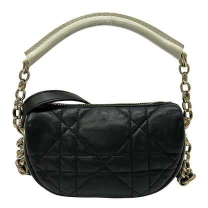 Dior Shoulder Bag Vibe Hobo Micro Cannage Stitch Black White 2-Way Lambskin