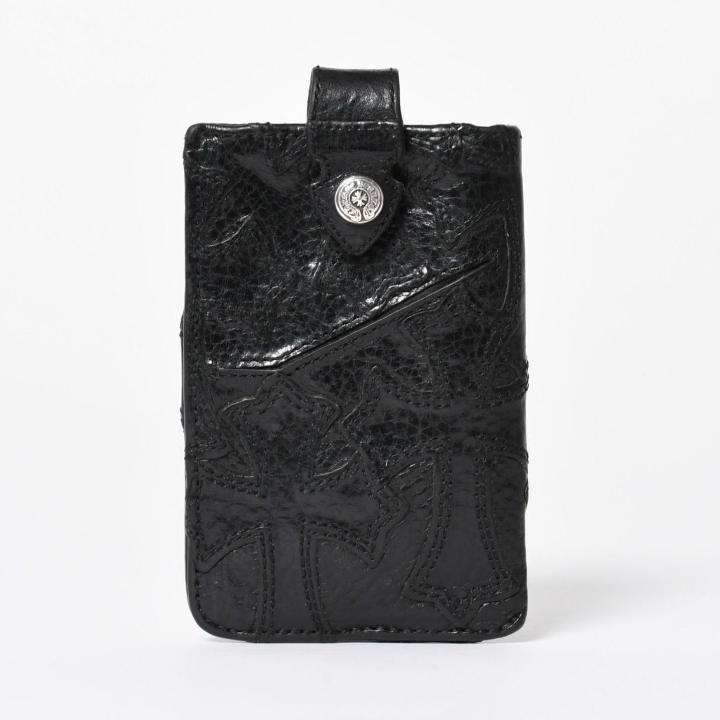 Chrome Hearts Cemetery Cross Patch Card Case Black Silver Scroll Label Logo 925