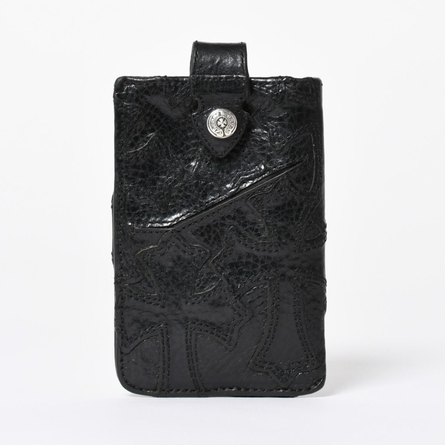 Chrome Hearts Cemetery Cross Patch Card Case Black Silver Scroll Label Logo 925