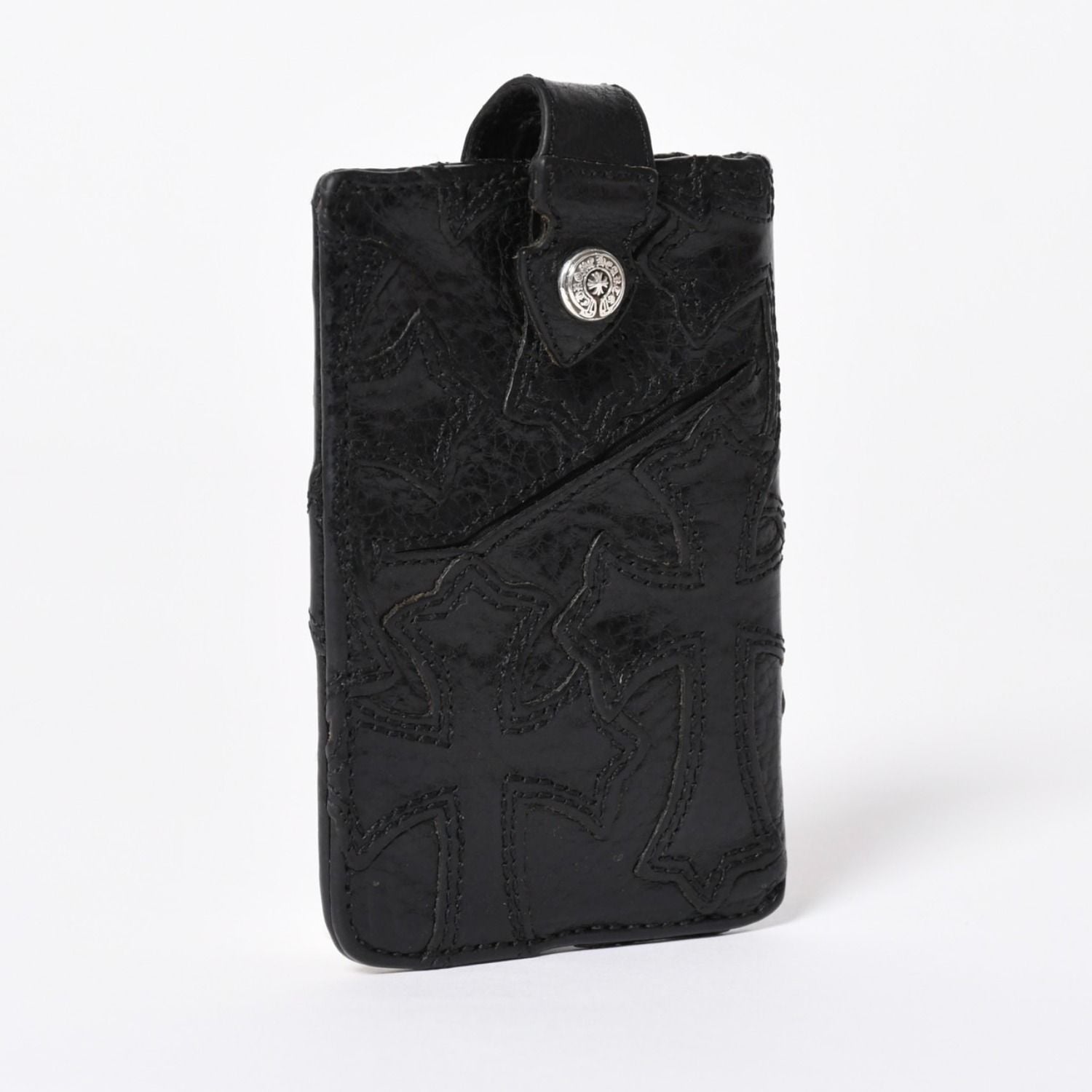 Chrome Hearts Cemetery Cross Patch Card Case Black Silver Scroll Label Logo 925 — view 3