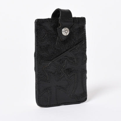 Chrome Hearts Cemetery Cross Patch Card Case Black Silver Scroll Label Logo 925 — view 3