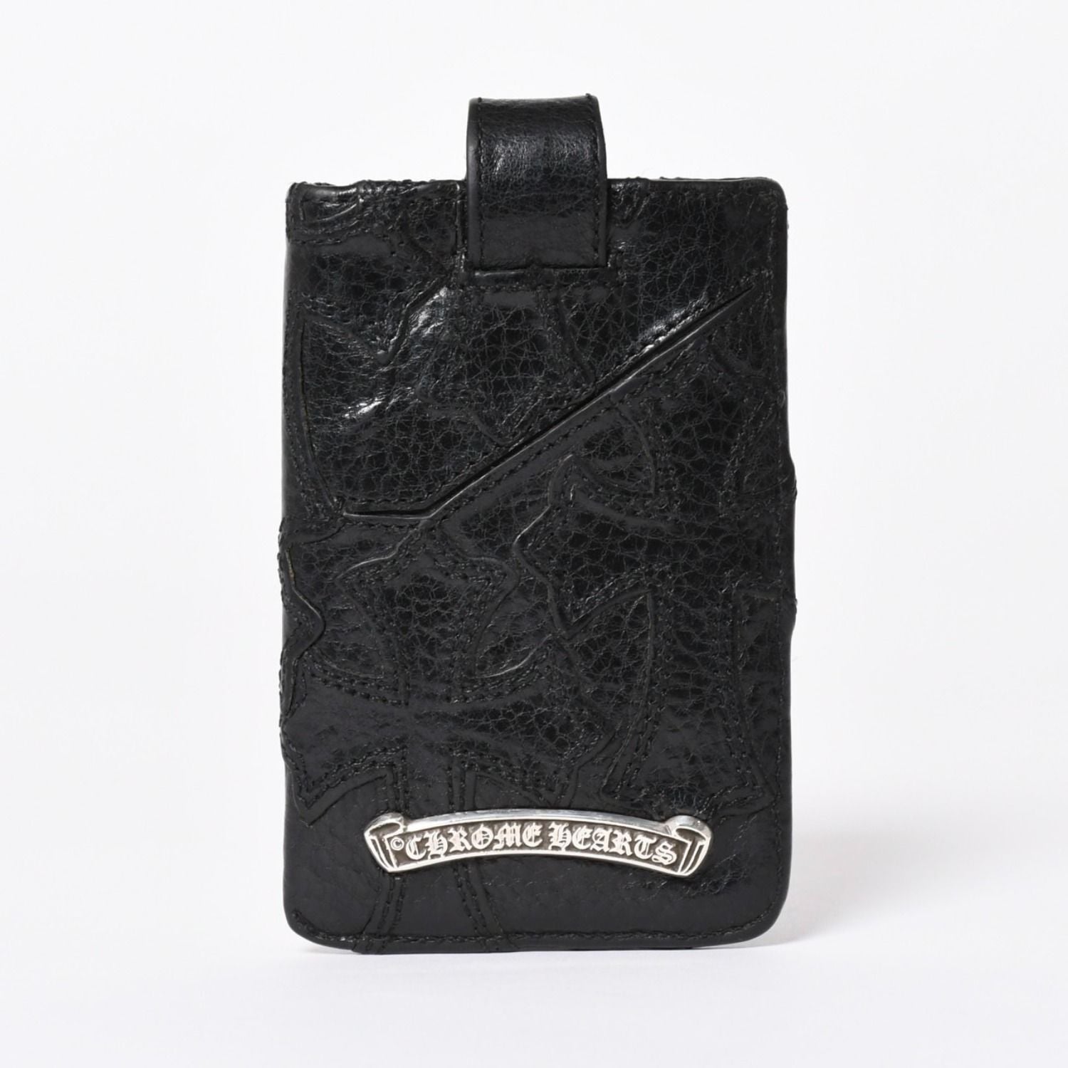 Chrome Hearts Cemetery Cross Patch Card Case Black Silver Scroll Label Logo 925 — view 2