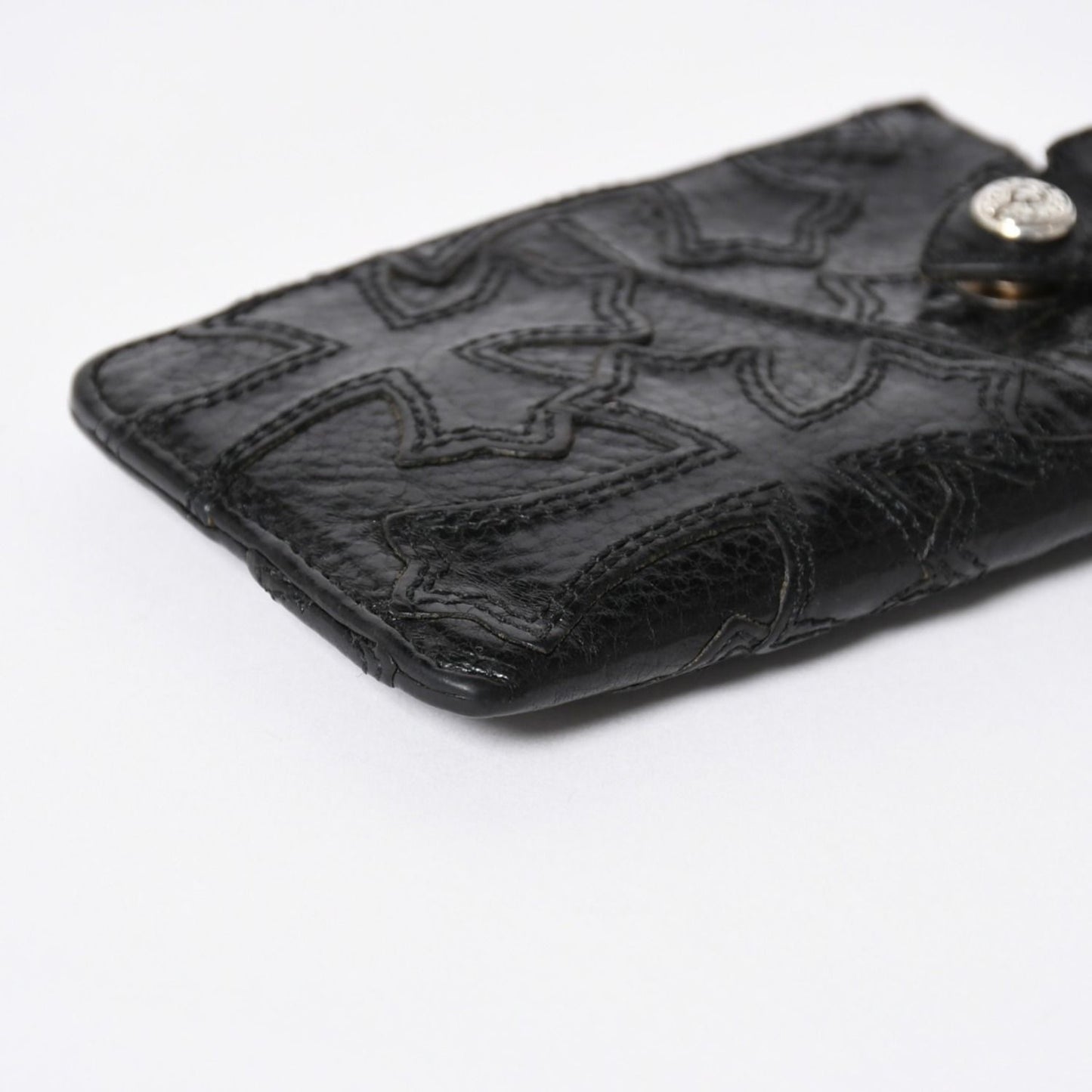 Chrome Hearts Cemetery Cross Patch Card Case Black Silver Scroll Label Logo 925 — view 5