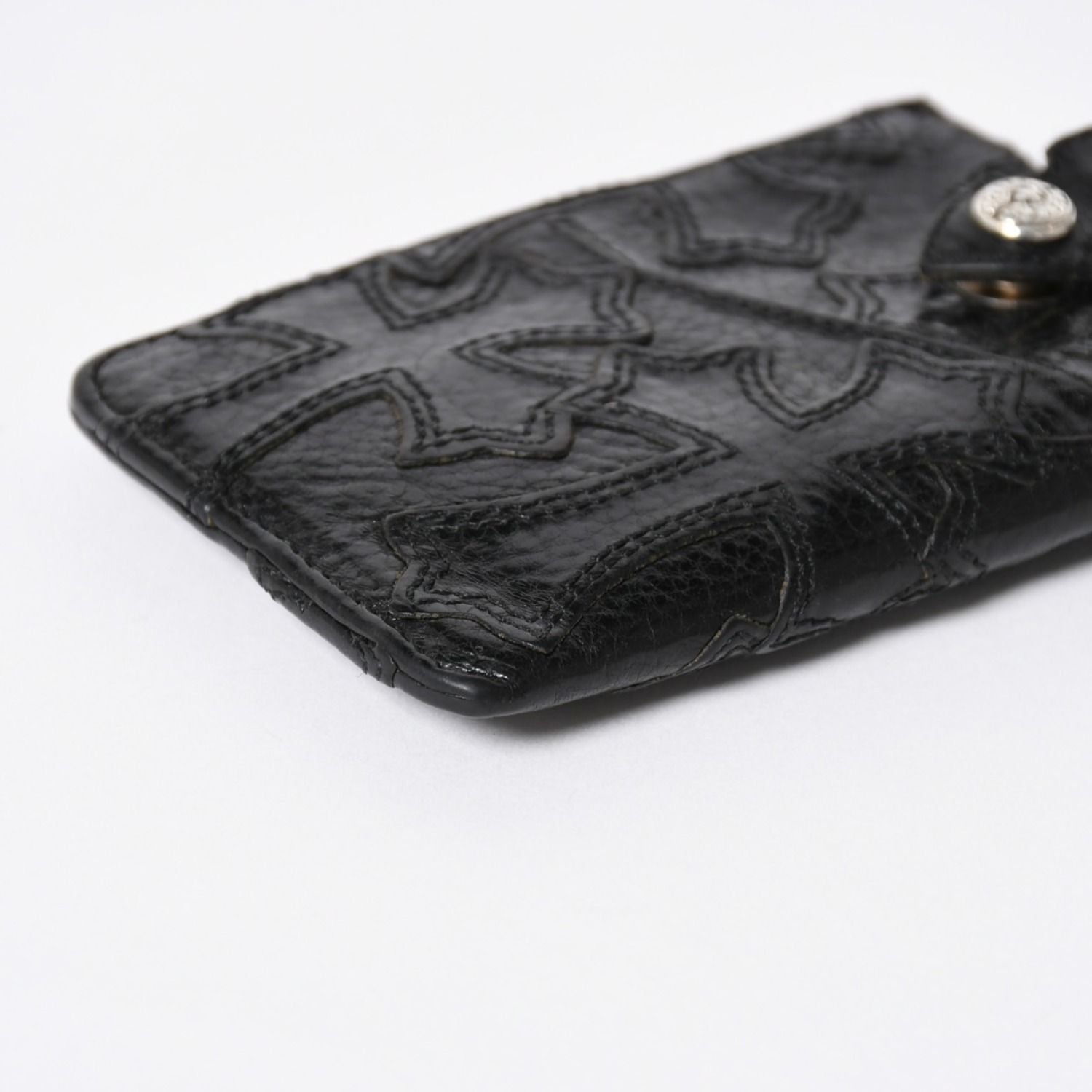 Chrome Hearts Cemetery Cross Patch Card Case Black Silver Scroll Label Logo 925 — view 5