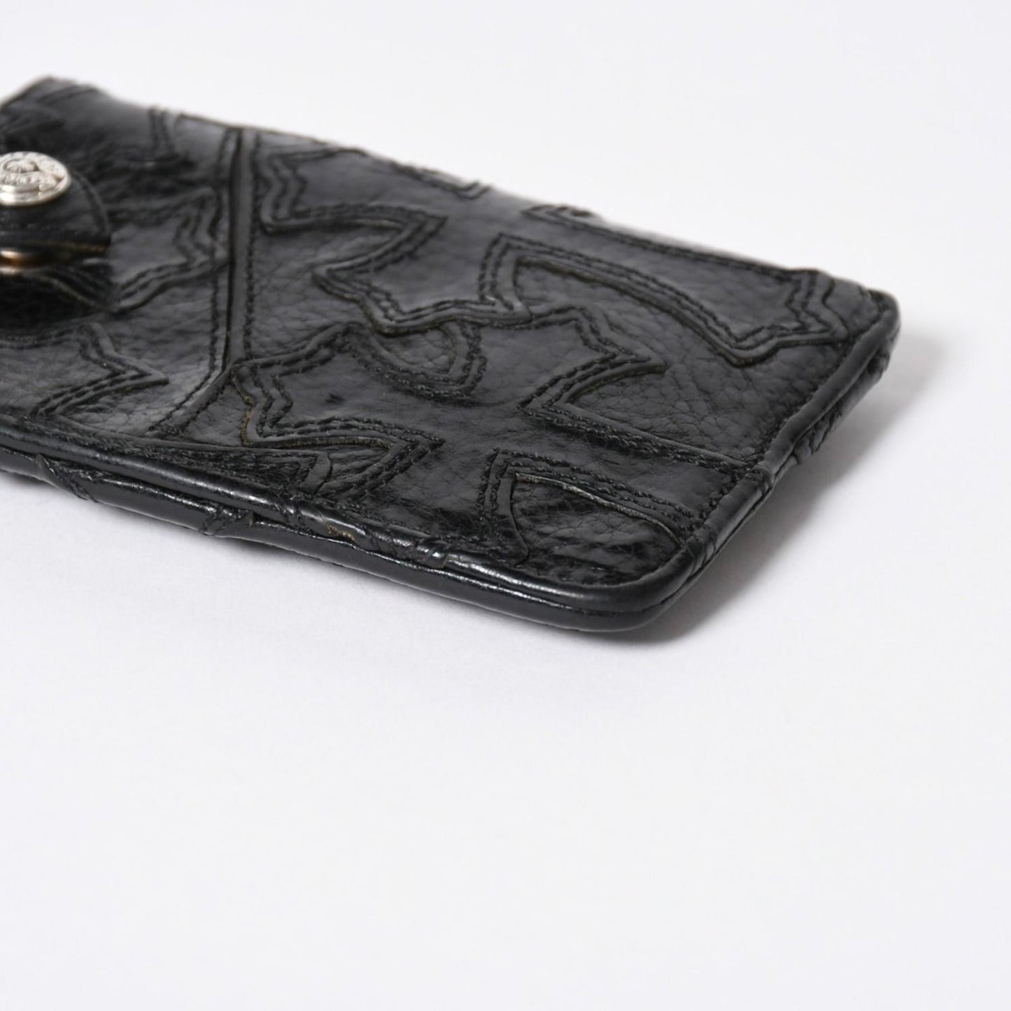 Chrome Hearts Cemetery Cross Patch Card Case Black Silver Scroll Label Logo 925 — view 6