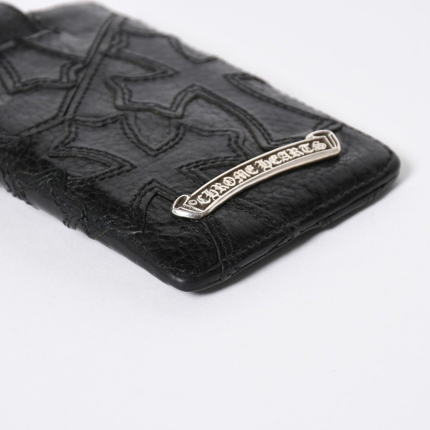 Chrome Hearts Cemetery Cross Patch Card Case Black Silver Scroll Label Logo 925 — view 7