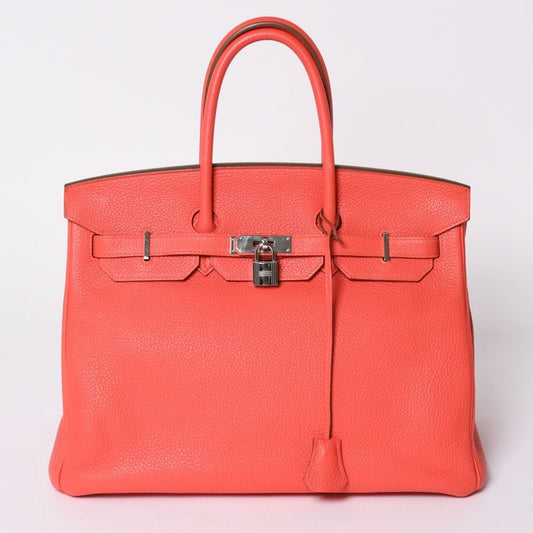 Hermes Birkin 35 Rose Jaipur Taurillon Clemence Silver Handbag