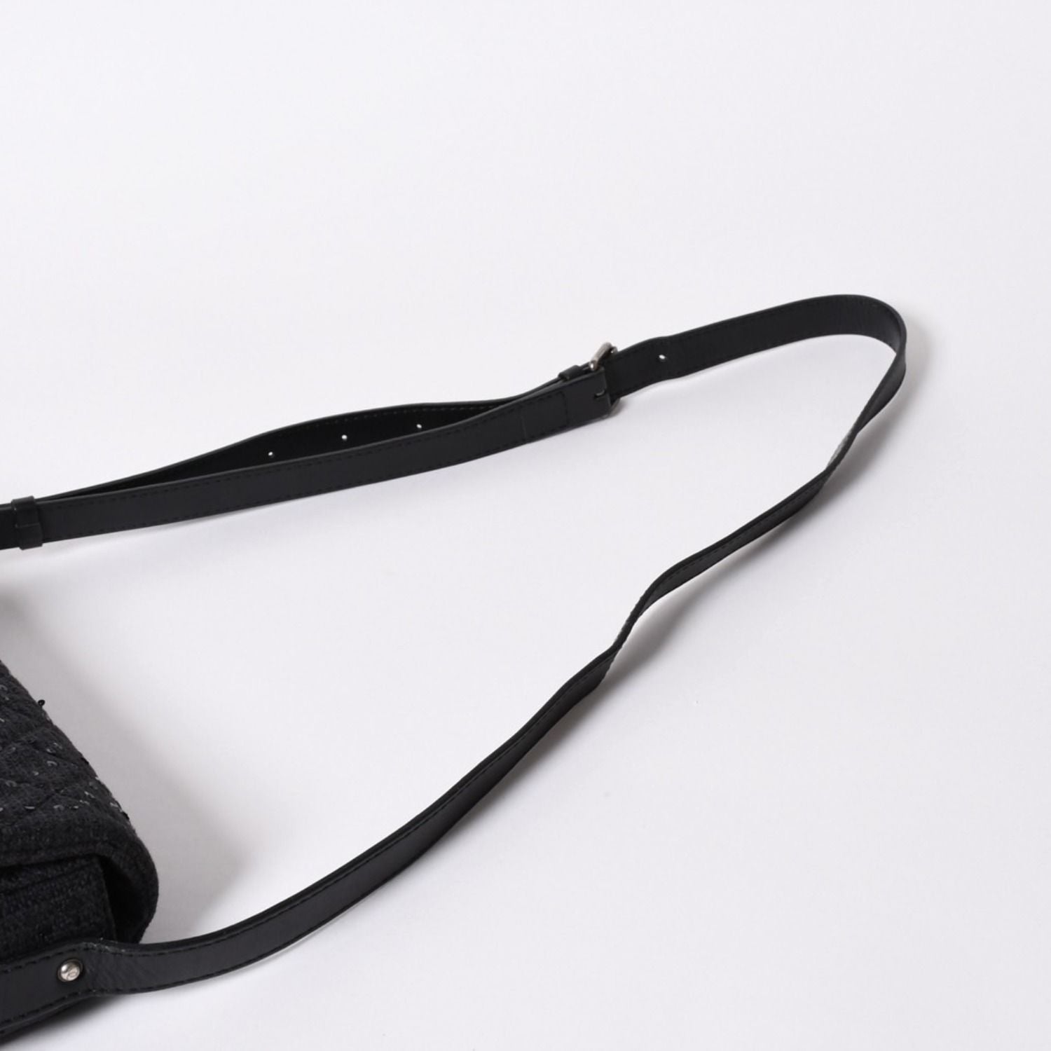 Chanel 2.55 Shoulder Bag CC Logo Sequins Canvas Leather Black — view 5