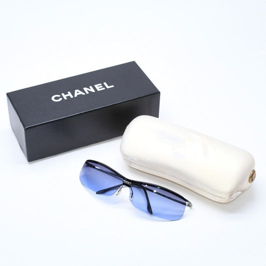 Chanel Half Rim Sunglasses Eyewear Blue Lens