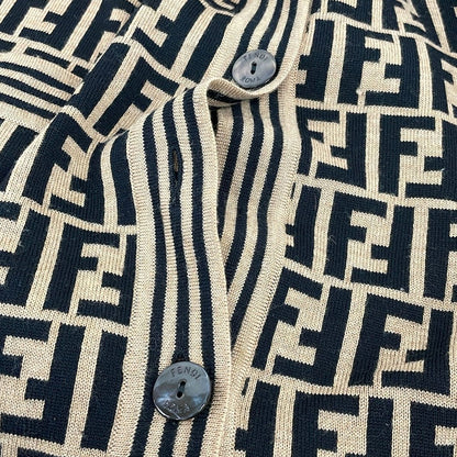 Fendi Cardigan M Beige Black Long Sleeve Zucca — view 5