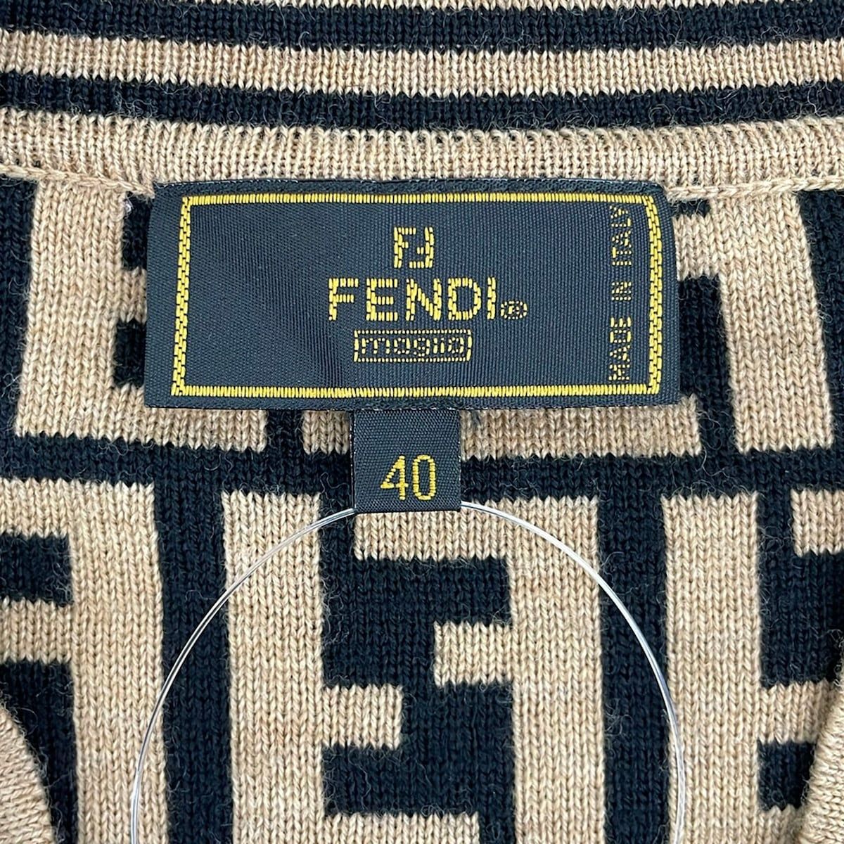 Fendi Cardigan M Beige Black Long Sleeve Zucca — view 3